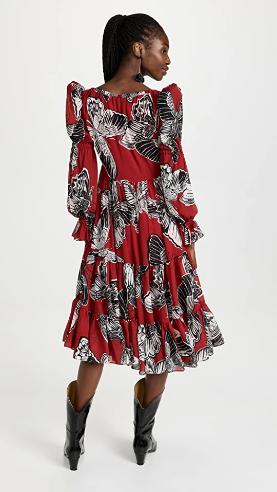 Best Sale ๐ Autumn Adeigbo Fleur ๐ Dress Red Georgette Butterfly ๐ - Image 2