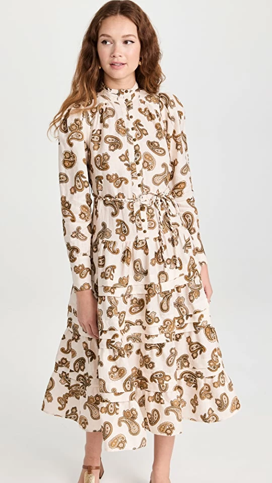 Promo ๐งจ Alemais Mia Midi ๐ Dress Cream Paisley ๐