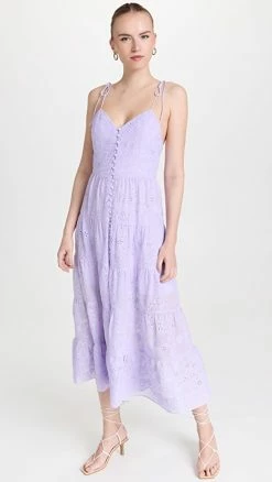 Coupon ❤️ Alice + Olivia Shanti Floral Tiered 👗 Dress Lavender 😍