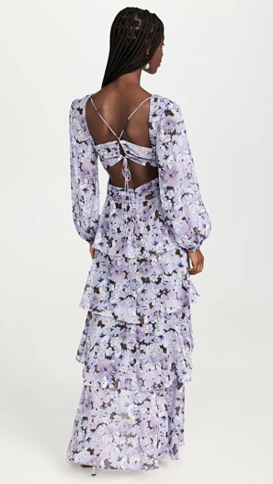 Promo ๐ ASTR The Label Anora ๐ Dress Black Purple Floral ๐ฅฐ - Image 2