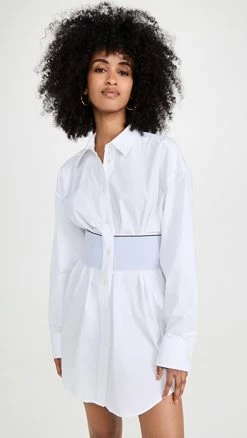 Best Sale 🔥 Alexander Wang Logo Elastic 👚 Shirt 👗 Dress White 🔔