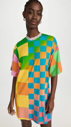 Deals ✔️ BruceGlen Psych Check Graphic T-Shirt 👗 Dress 🧨