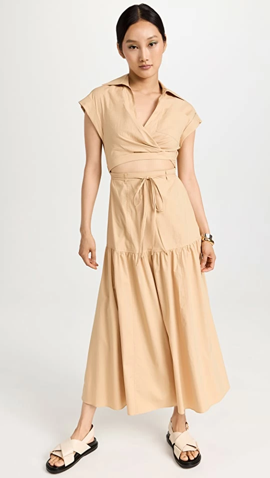 Wholesale ๐ Derek Lam 10 Crosby Charlene Cut Out ๐ Shirt ๐ Dress Almond โญ