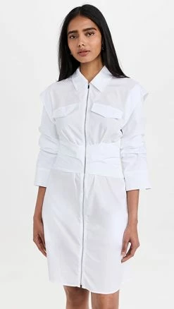 Deals 😉 Derek Lam 10 Crosby Skylar Zip Front 👚 Shirtdress White ❤️