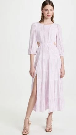 Best Sale 😍 Cinq à Sept Lyle Smocked 👗 Dress Pale Iris/Ivory 👏