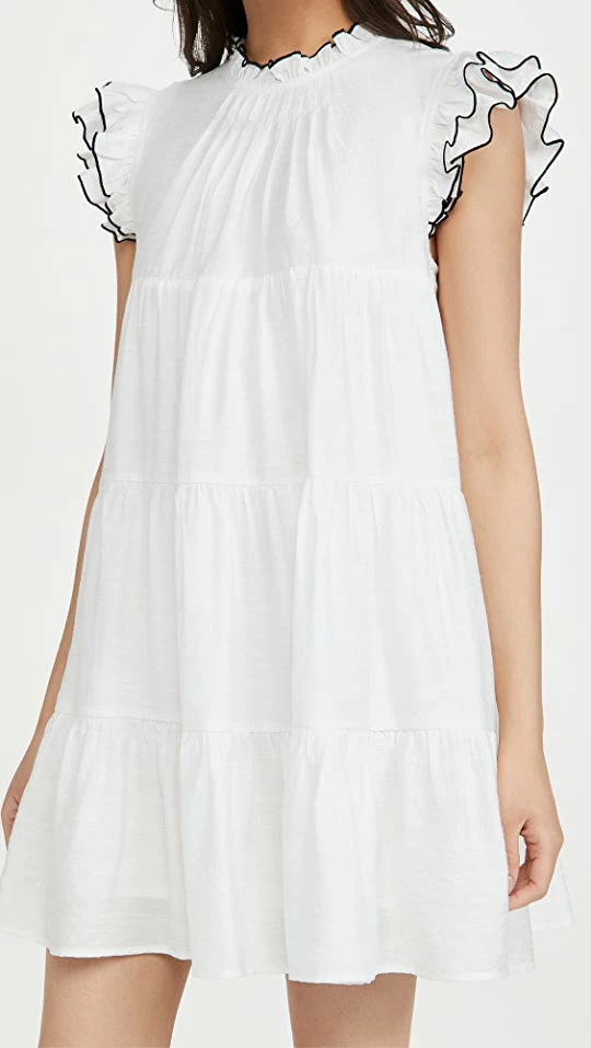 Buy โค๏ธ English Factory Contrast Stitch Babydoll ๐ Dress White ๐