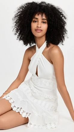Cheap ⌛ Endless Rose Halter Neck Lace Trim 👗 Dress White 😉