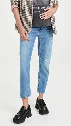 Best Sale 🔥 HATCH The Slouch Maternity Boyfriend Jean Destroyed Light Wash 💯