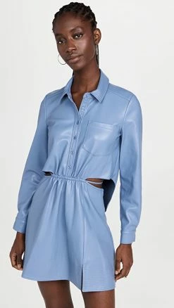 Top 10 🛒 Jonathan Simkhai Shaelyn Vegan Leather Mini 👗 Dress Thistle 😉