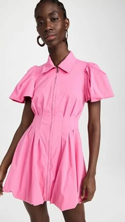 New ๐ Jonathan Simkhai Callista Cutout Tech Puff Sleeve ๐ Dress Taffy ๐