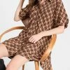 Flash Sale 🛒 Jonathan Simkhai STANDARD Crissy Plaid Raglan Puff Sleeve Mini 👗 Dress Pecan Plaid 😉