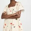 Budget 💯 Jason Wu Printed Square Neck Ruffled 👗 Dress Light Almond Multi 🤩
