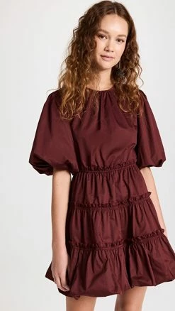 Best deal 😉 Jason Wu Short 👗 Dress With Balloon Sleeves Wine 🌟