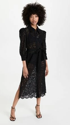 Cheapest ❤️ L'AGENCE Kaiya 3/4 Sleeve Lace 👗 Dress Black 🔔