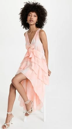 Top 10 😉 LoveShackFancy Risley 👗 Dress Peach Twist Hand Dye ⭐