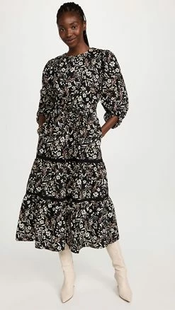 Budget 👏 Lost + Wander Under The Stars Maxi 👗 Dress Black Off White 👍