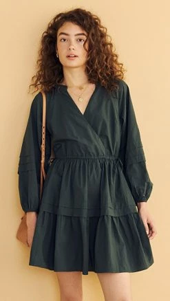 Top 10 😀 Madewell Crinkle Poplin Wrap Mini 👗 Dress Dark Palm 🛒