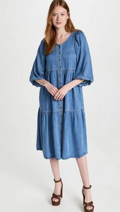 Cheap ⌛ Meadows Sage 👗 Dress Chambray 🧨