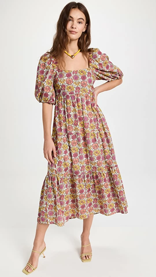 Buy 🤩 MINKPINK Yasamin Tiered Midi 👗 Dress Pink Yellow Floral ✨