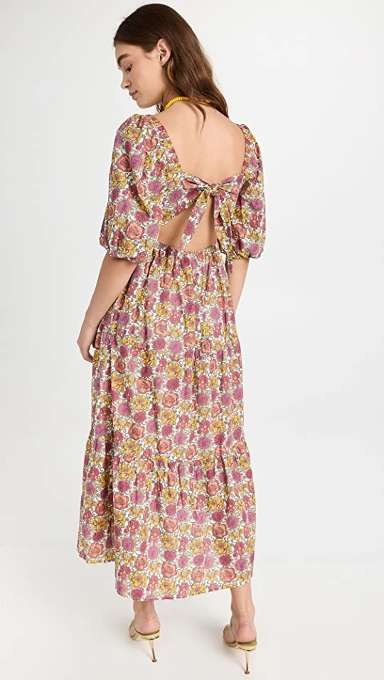 Buy 🤩 MINKPINK Yasamin Tiered Midi 👗 Dress Pink Yellow Floral ✨ - Image 2