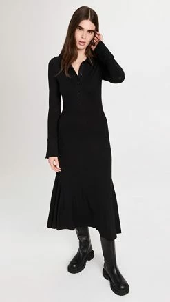 Coupon 🤩 Ninety Percent Melody Stretch Flare Panel 👚 Shirtdress Black 😍