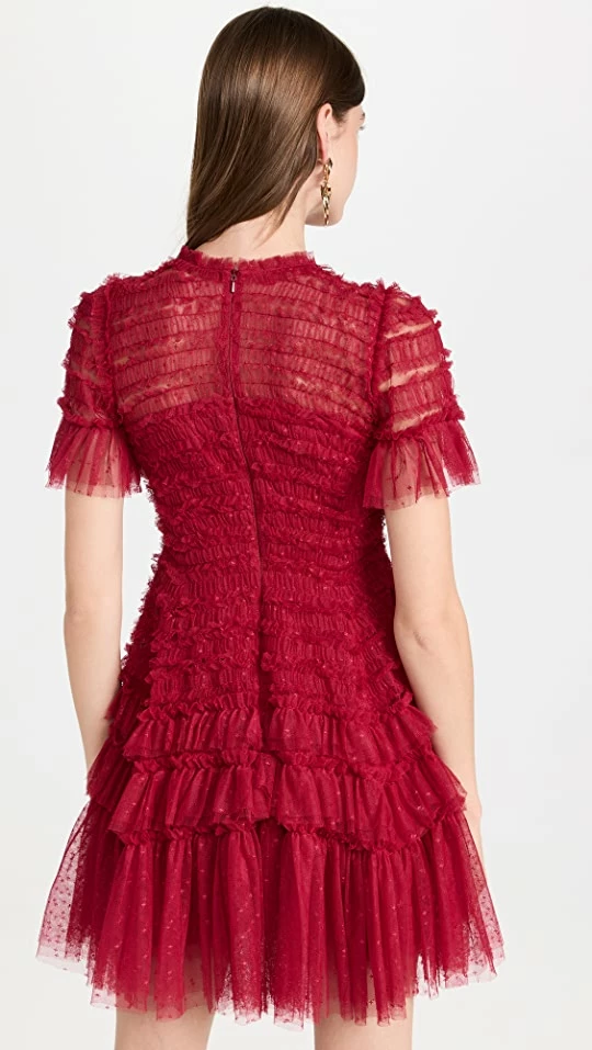 Budget ๐ Needle & Thread Valentine Ruffle Micro Mini ๐ Dress Deep Red โญ - Image 2