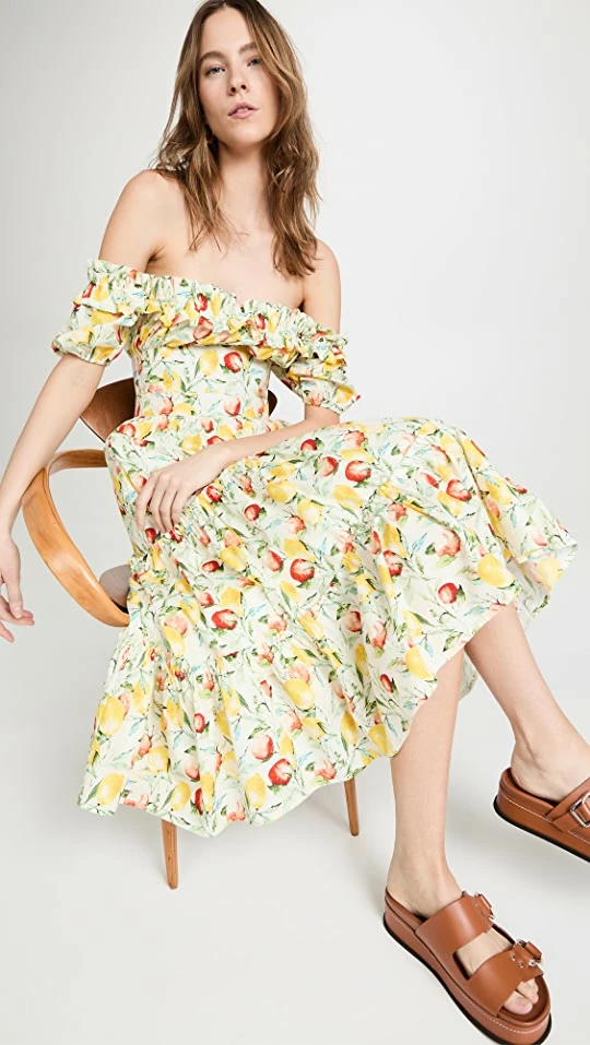 Deals โค๏ธ O.p.t Allegra ๐ Dress White Fruit Print ๐