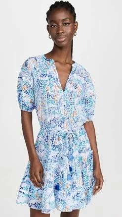 Best deal 😍 Poupette St Barth Bona Mini 👗 Dress White Blue Tulipe 🥰