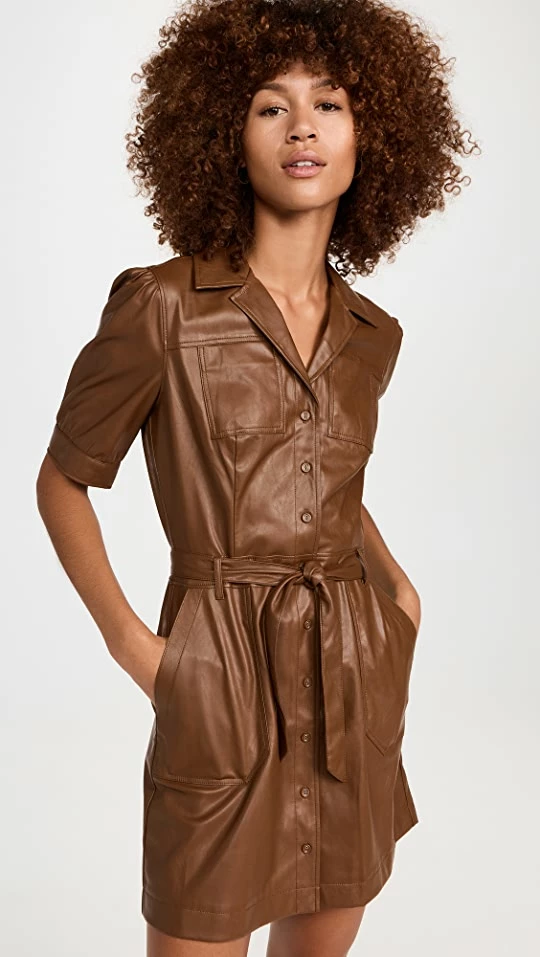 Flash Sale ๐ PAIGE Mayslie Vegan Leather ๐ Dress Dark Argan ๐