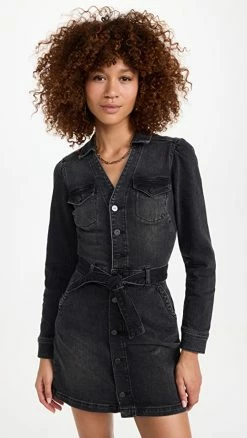 Hot Sale 🔥 PAIGE Long Sleeve Mayslie Denim 👗 Dress Night Skies 🌟