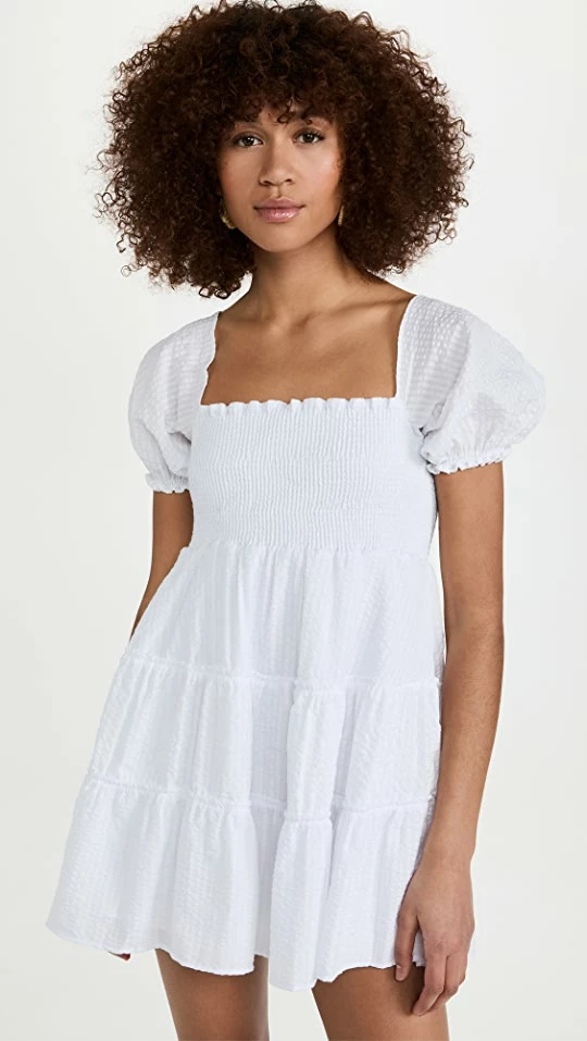 Best Pirce โ Peixoto Coco Mini ๐ Dress White Seersucker ๐