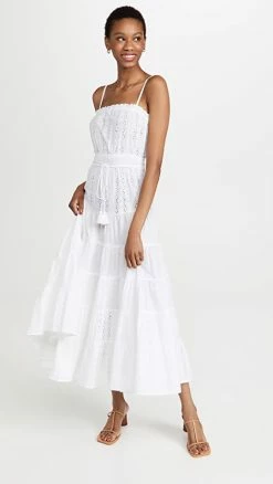 Cheapest 🔥 Playa Lucila Eyelet White Maxi 👗 Dress ⭐