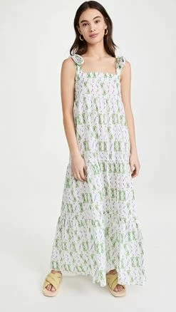 Top 10 🎁 Playa Lucila Tie Shoulder Tiered 👗 Dress Lilac Print 🎉