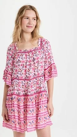 Best Sale 👍 Playa Lucila Drop Waist Mini 👗 Dress Pink Multi 🛒