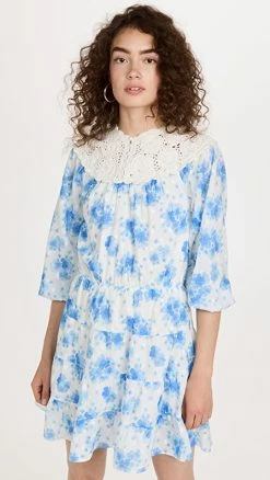 Promo ✔️ RIXO Tatiana 👗 Dress Blue Victoria Floral 🧨