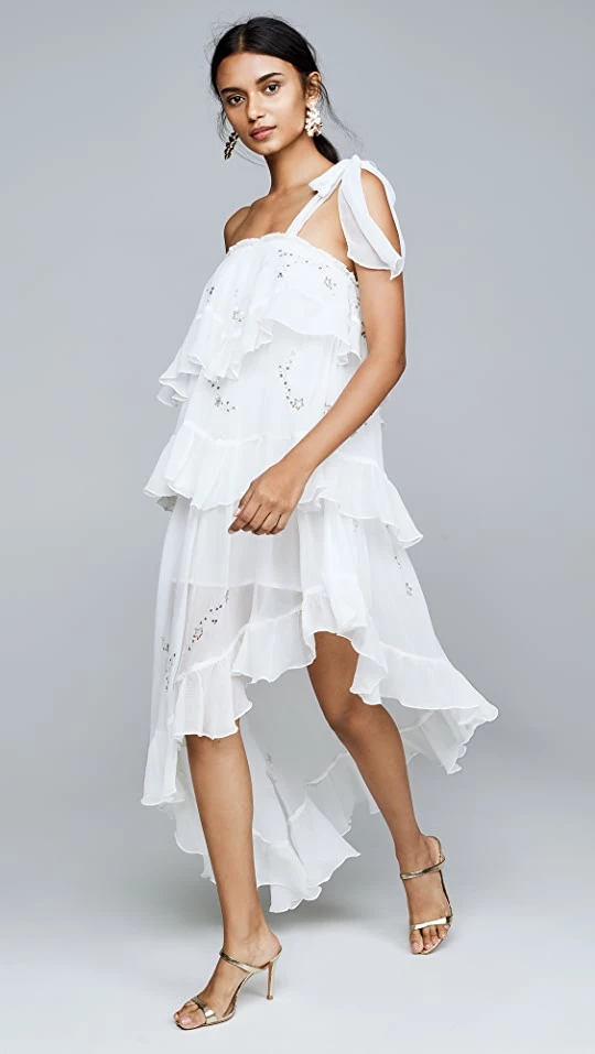 Budget โค๏ธ ROCOCO SAND Star Light One Shoulder ๐ Dress White โญ