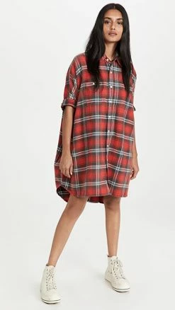 Outlet โจ R13 Plaid Oversized Boxy ๐ Shirtdress Red Plaid ๐ฅฐ
