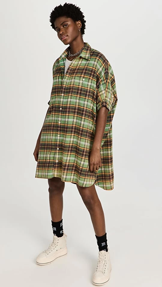 Deals ๐งจ R13 Plaid Oversized Boxy ๐ Shirtdress Green Plaid ๐