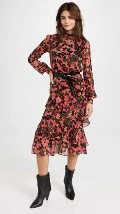 Cheap 🎉 Saloni Isa Ruffle 👗 Dress Laurel 🤩