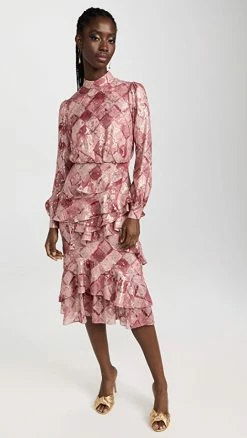 New ✨ Saloni Isa Ruffle 👗 Dress Rose Check 🔥