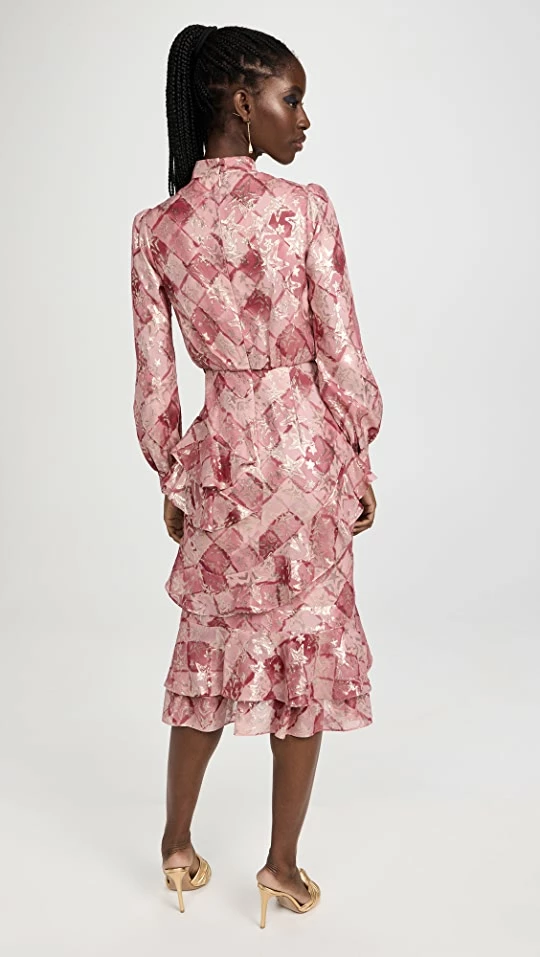 New โจ Saloni Isa Ruffle ๐ Dress Rose Check ๐ฅ - Image 2