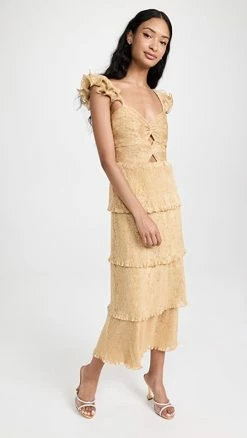 Discount 👏 Saylor Soma 👗 Dress Gold 🔥