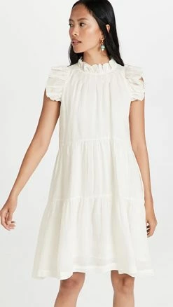Best reviews of 🌟 Sea Tier Waverly Flutter Sleeve 👗 Dress White 👏