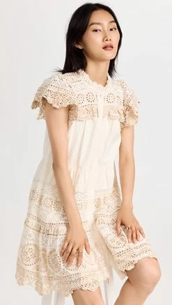 Best deal ⭐ Sea Flutter Sleeve Tunic 👗 Dress Cream 🧨