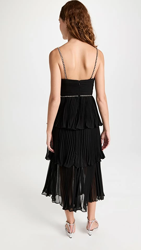 Deals โญ Self Portrait Black Chiffon Tiered Midi ๐ Dress ๐ - Image 2