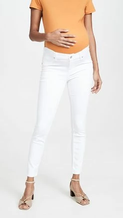 Cheapest ⌛ 7 For All Mankind The Ankle Skinny Maternity 👖 Jeans Clean White ✨