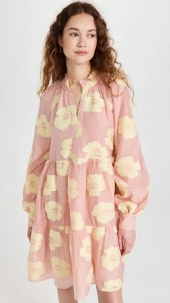 Budget 🎉 Stine Goya Jasmine Organza Jacquard 👗 Dress Freedom Flower Grapefruit 🤩