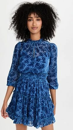 Promo ⌛ Shoshanna Sasha Mini 👗 Dress Lapis 👏