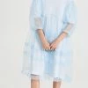Wholesale 👏 Simone Rocha Tiered Net Overlay Signature Sleeve 👗 Dress Baby Blue ❤️