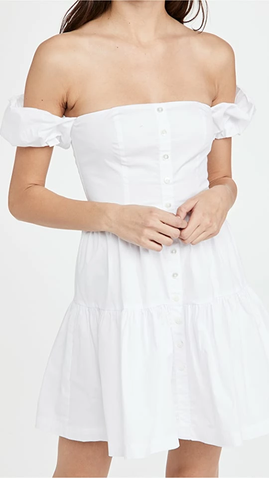 Best deal โจ STAUD Mini Elio ๐ Dress White โ๏ธ